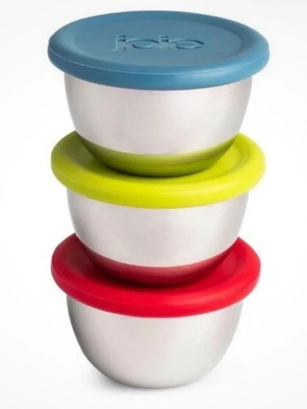 Joie Stainless Steel Condiment Set with Red and Green Silicone Lids